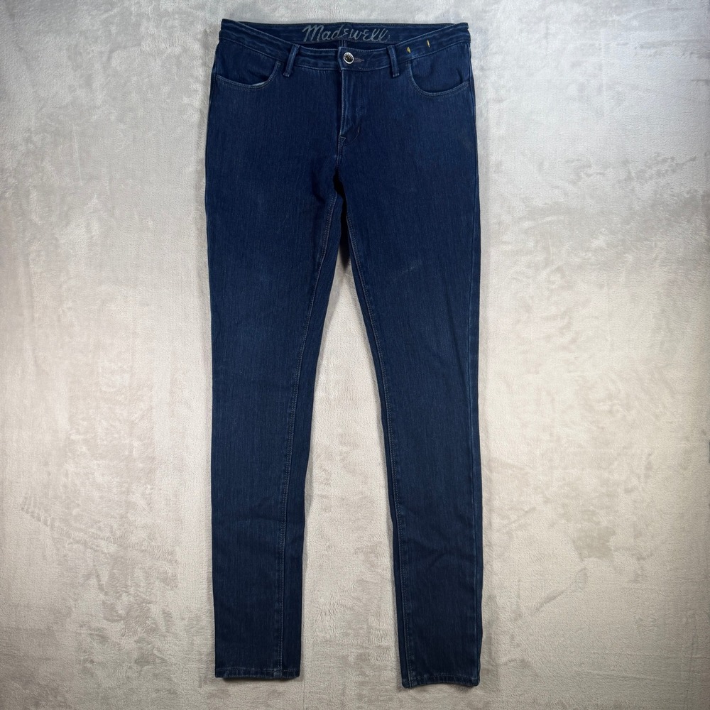 MADEWELL Skinny Jeans Womens Size 6 Dark Wash Stretch Denim Printed Logo Waist